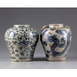 Two Chinese blue and white swatow jars