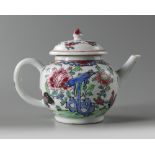 A Chinese famille rose 'cockerel' teapot and cover