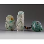 A group of three Chinese jadeite carvings