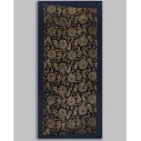 A Chinese midnight-blue-ground gilt 'scrolling lotus' brocade panel