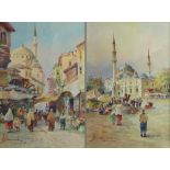 Two watercolours depicting mosques