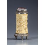 A Chinese ivory stick incense holder