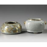Two Chinese crackle-glazed waterpots
