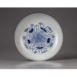 A Chinese blue and white 'lotus' dish