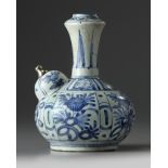 A silver-mounted Chinese blue and white kendi