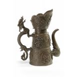 A Monglian copper 'dragon medallion' ritual ewer