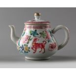 A Chinese famille rose 'dogs' teapot