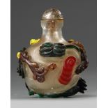 A Chinese multi-color carved overlay glass snuff bottle