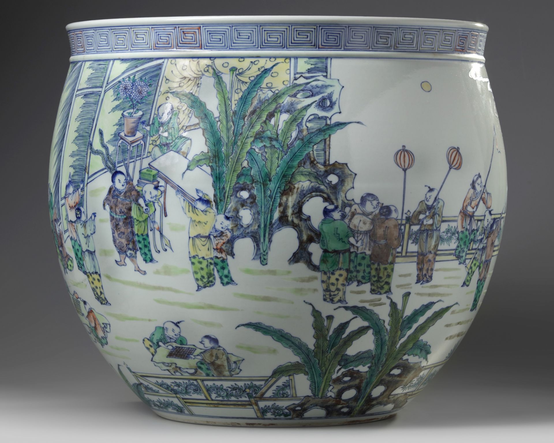 A large Chinese doucai 'boys' jardiniere - Image 3 of 6