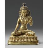 A Chinese gilt bronze figure of White Tara