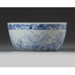 A Chinese blue and white 'mandarin ducks' bowl