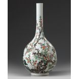 A Chinese famille verte 'Three Friends of Winter' bottle vase