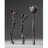 A group of three Chinese hardwood ruyi sceptres