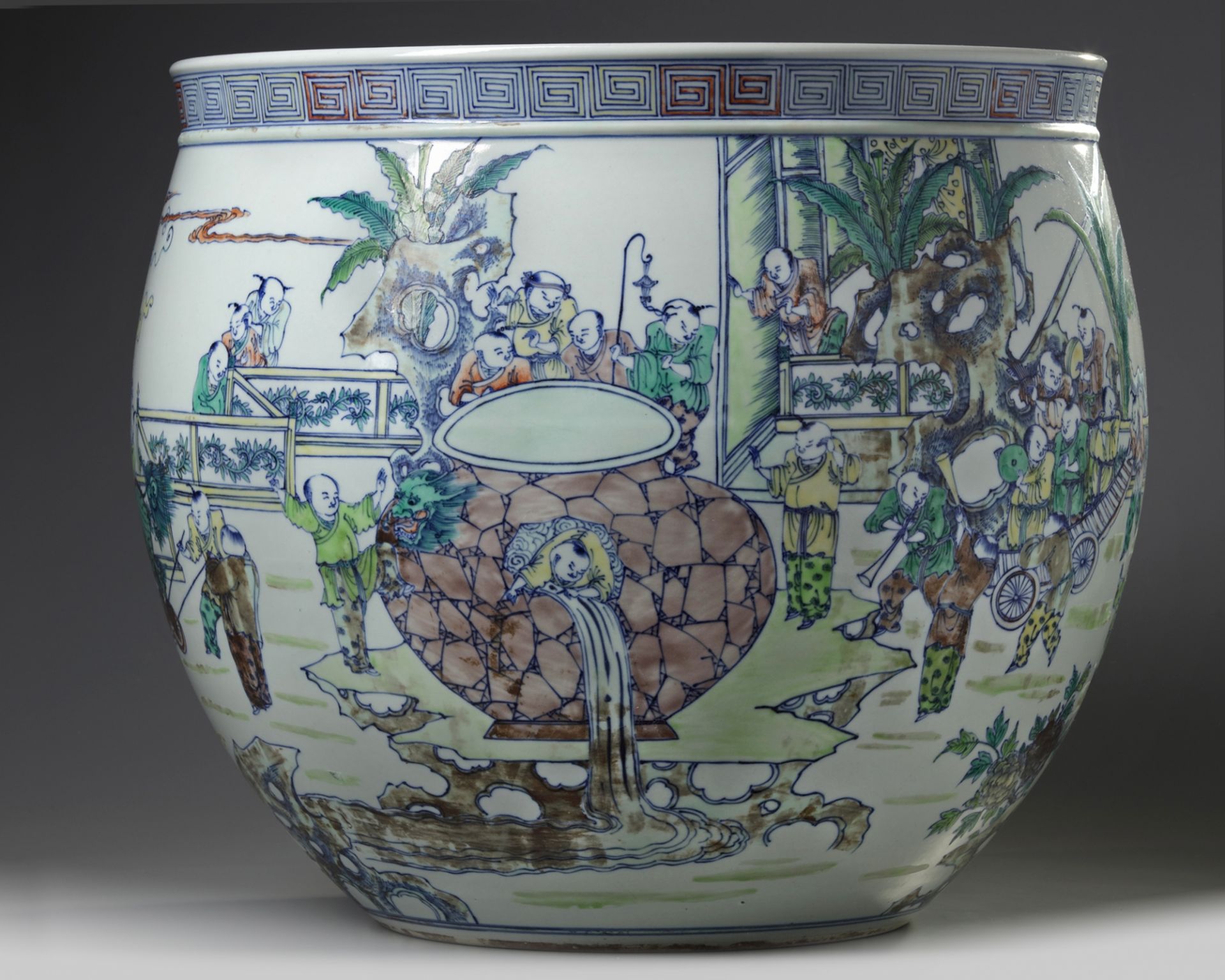 A large Chinese doucai 'boys' jardiniere - Image 2 of 6