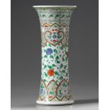 A Chinese famille verte beaker vase
