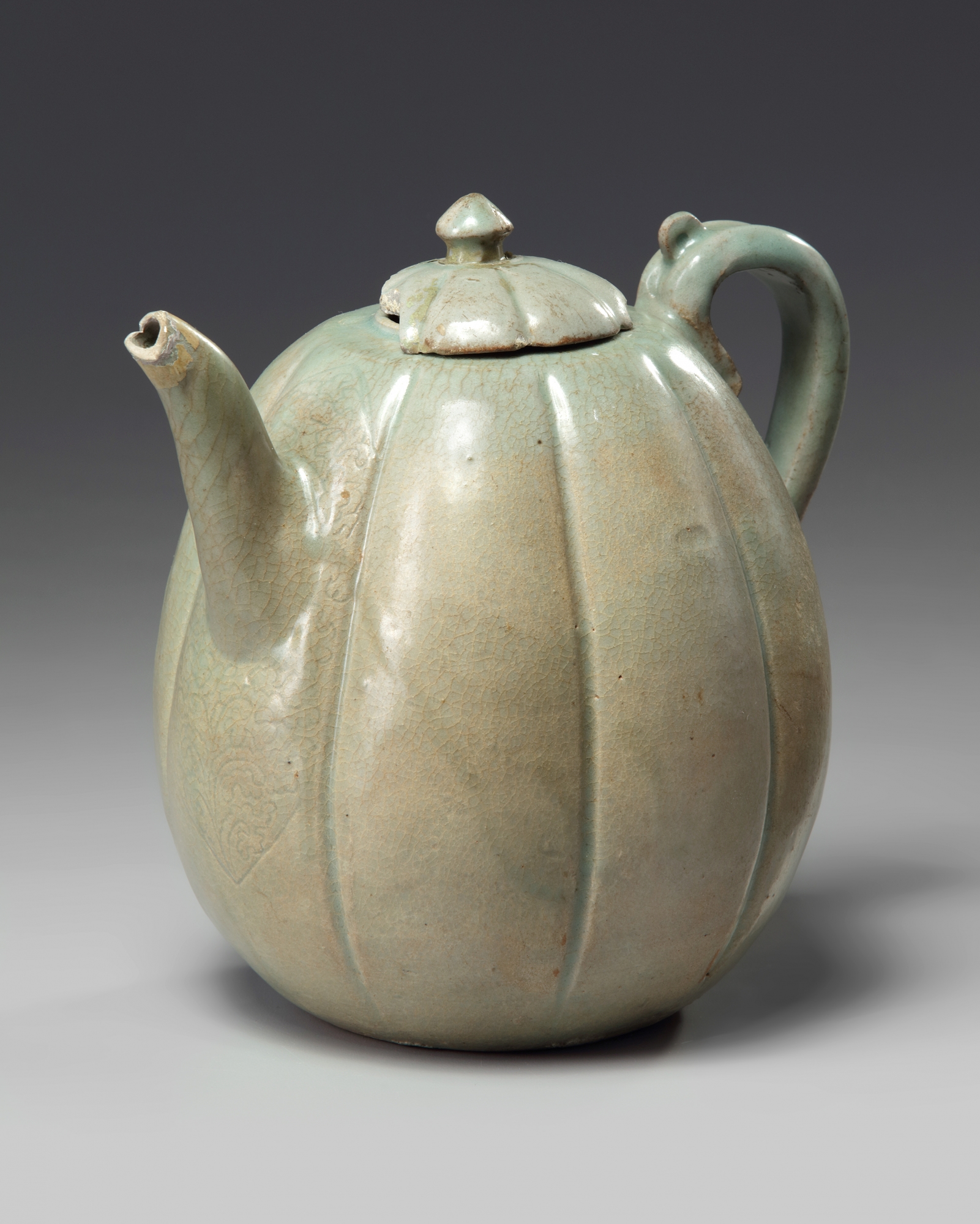 A Korean celadon glazed lobed teapot and cover - Image 2 of 5