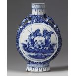 A Chinese blue and white moon flask