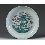 A Chinese doucai 'dragon' dish