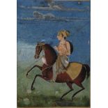 A Indian miniature depicting a lady on a horse