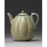 A Korean celadon glazed lobed teapot and cover