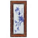 A Chinese blue and white 'bird' plaque