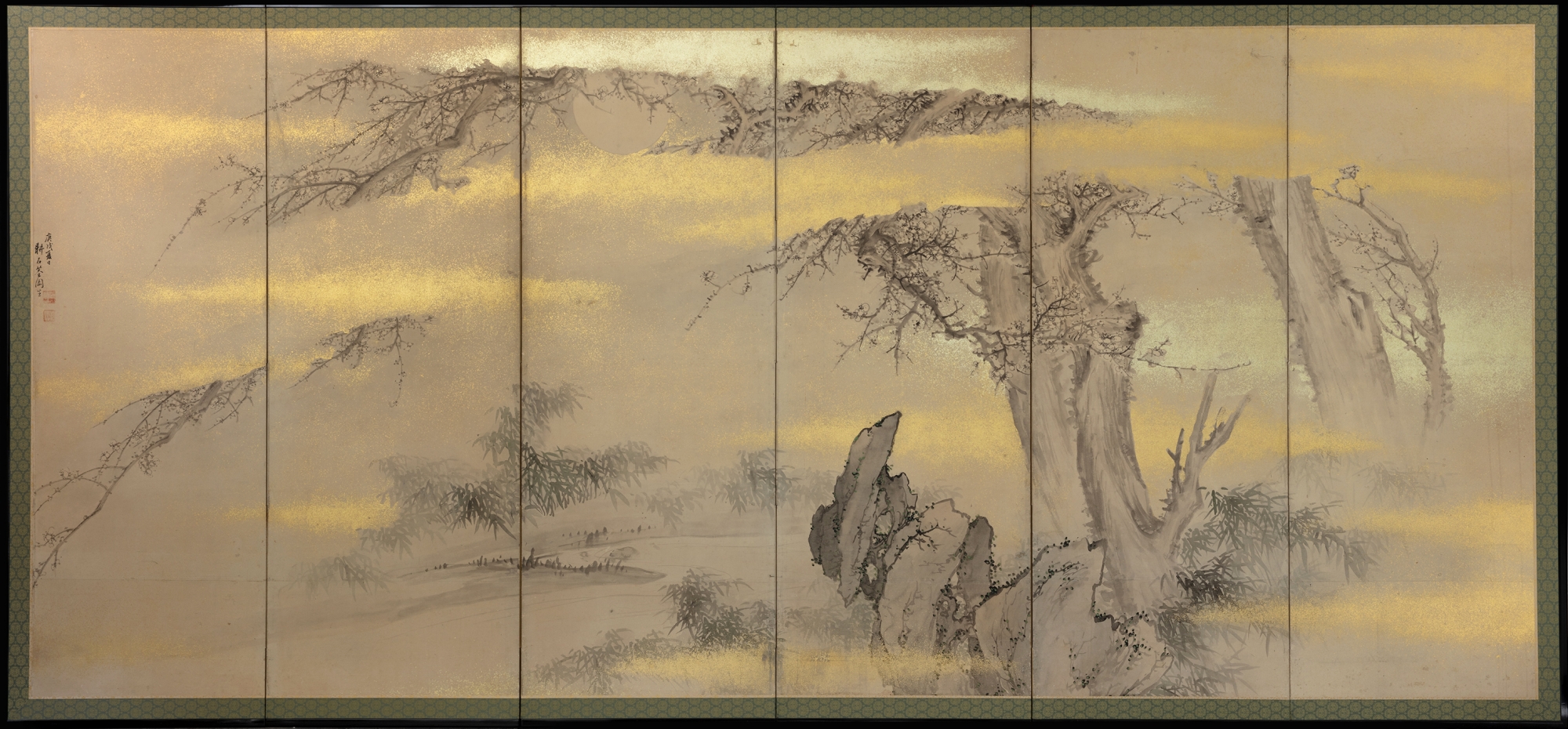 A set of two six-panel byobu screens signed by Koseki Senko - Image 2 of 4