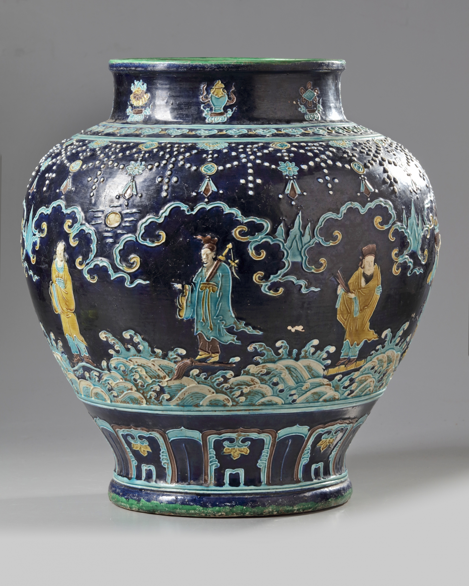 A Chinese fahua 'Eight Immortals' jar