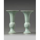 A pair of Chinese celadon-glazed gu vases