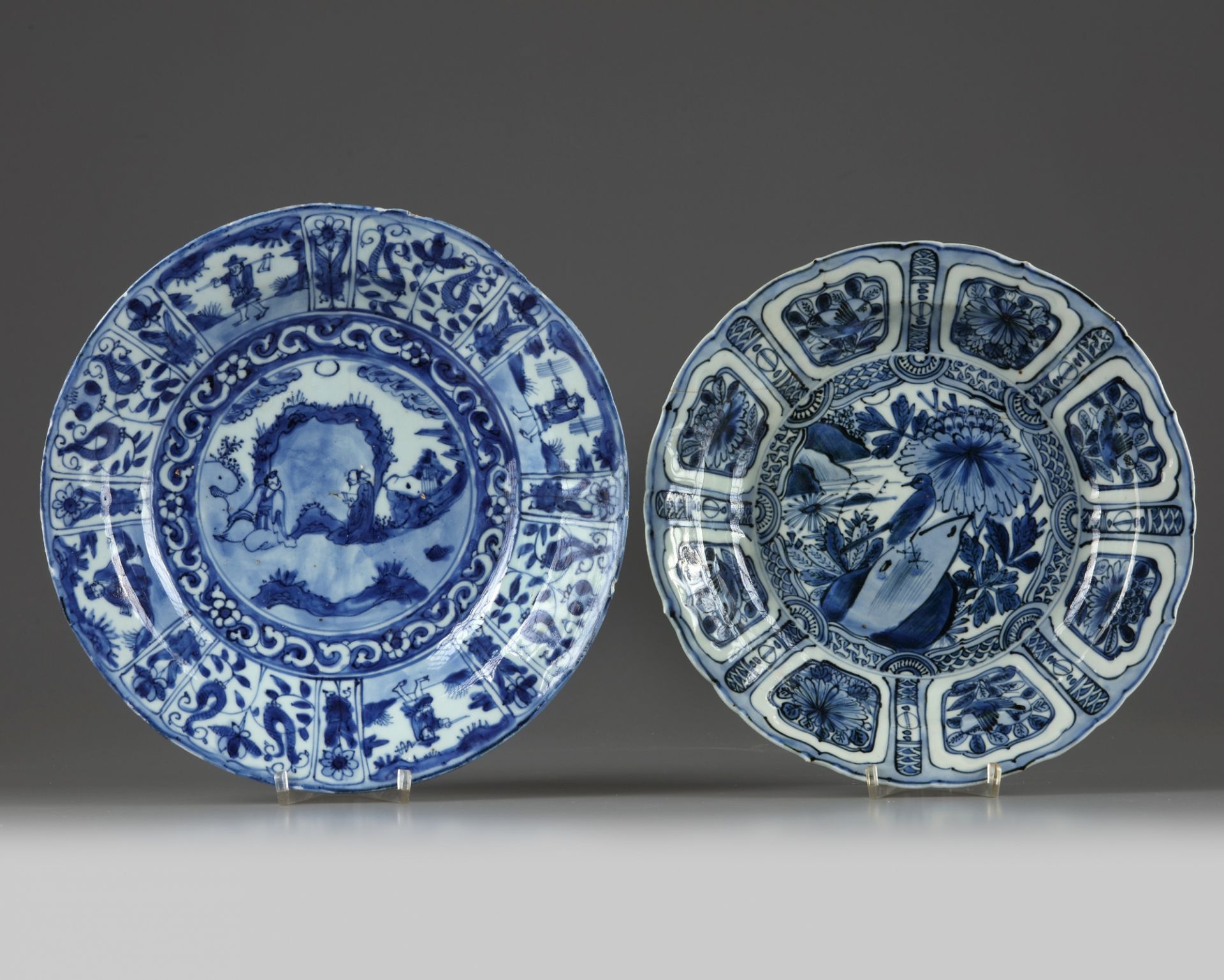Two Chinese ‘Kraak porcelain’ dishes