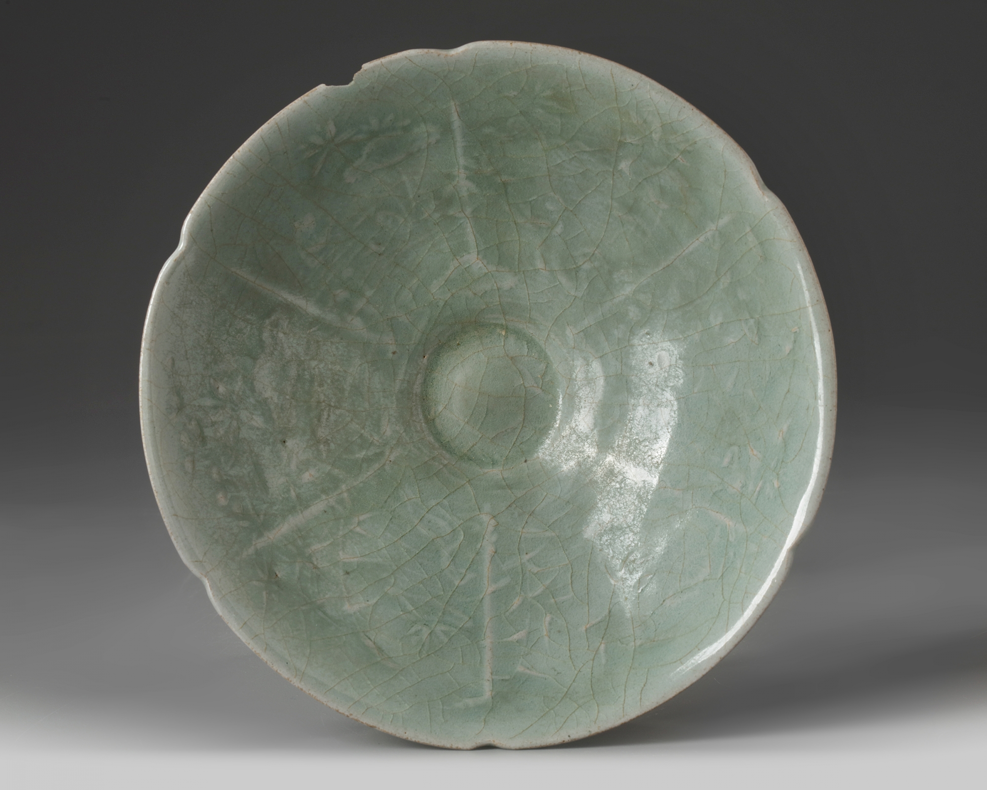 A Korean celadon glazed lobed bowl