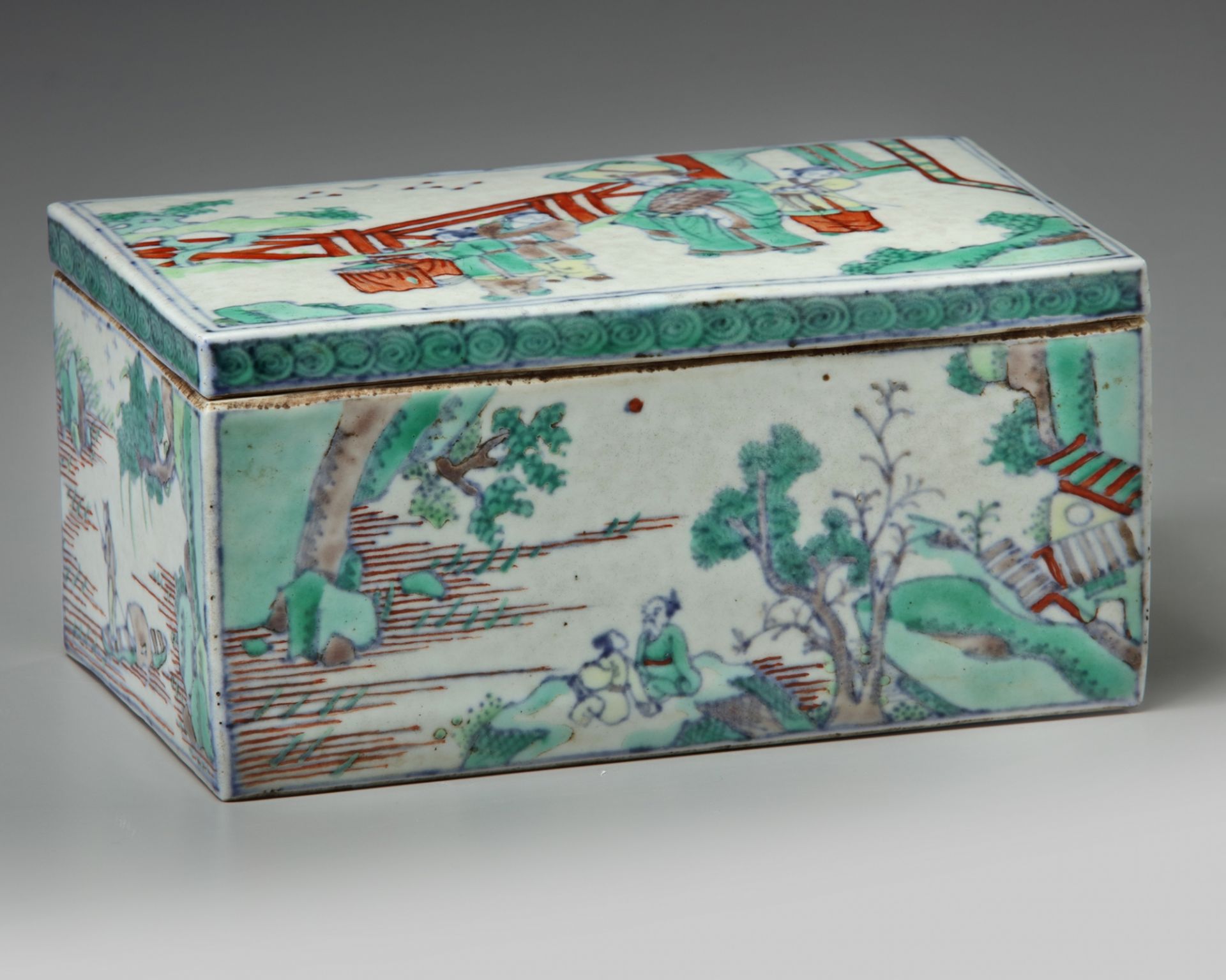 A Chinese doucai 'scholars' box and cover