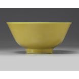 A Chinese yellow glazed bowl