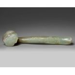 A Chinese celadon jade ruyi sceptre