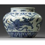 A Chinese blue and white jar