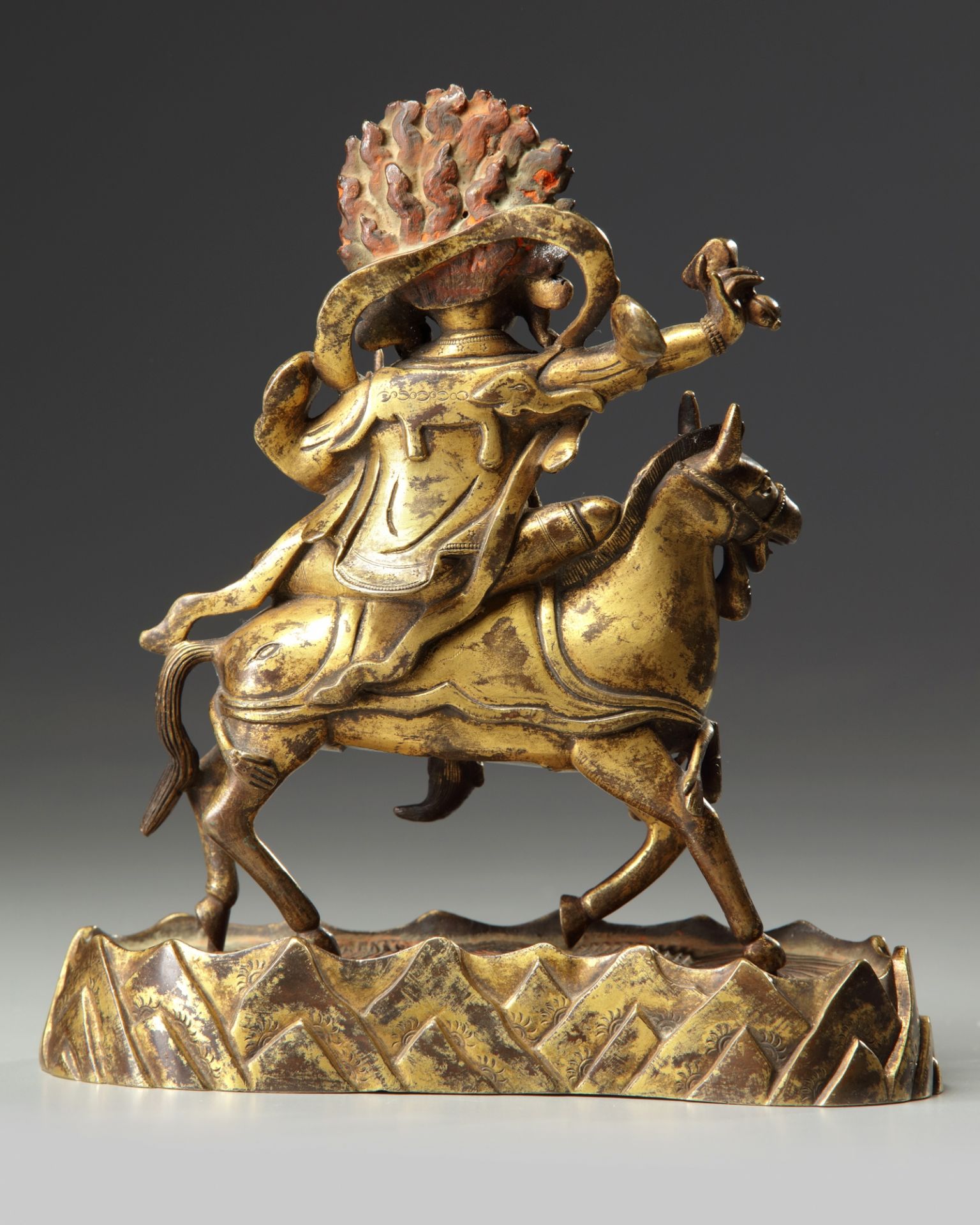 A Sino-Tibetan gilt bronze figure of Palden Lhamo - Image 2 of 5