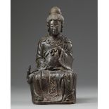 A Chinese bronze figure of a female immortal