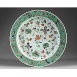 A Chinese famille verte 'butterfly' dish