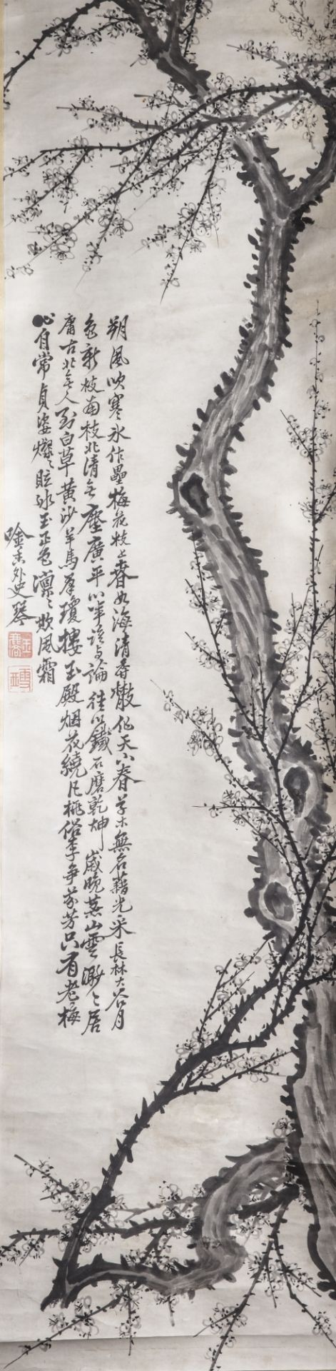 A Chinese 'prunus' hanging scroll