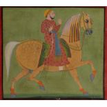 A Indian miniature depicting a man on a horse
