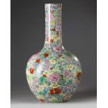 A large Chinese millefleurs bottle vase