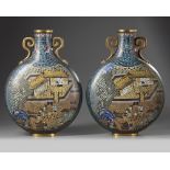 A pair of Chinese cloisonné enamel moon flasks