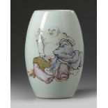 A Chinese famille rose 'Budai' ovoid vase