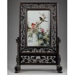 A Chinese famille rose 'bird & flowers' plaque