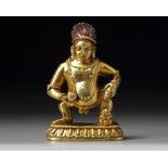 A Sino-Tibetan gilt bronze Black Jambhala