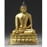 A Chinese Zanabazar-style bronze figure of Shakyamuni