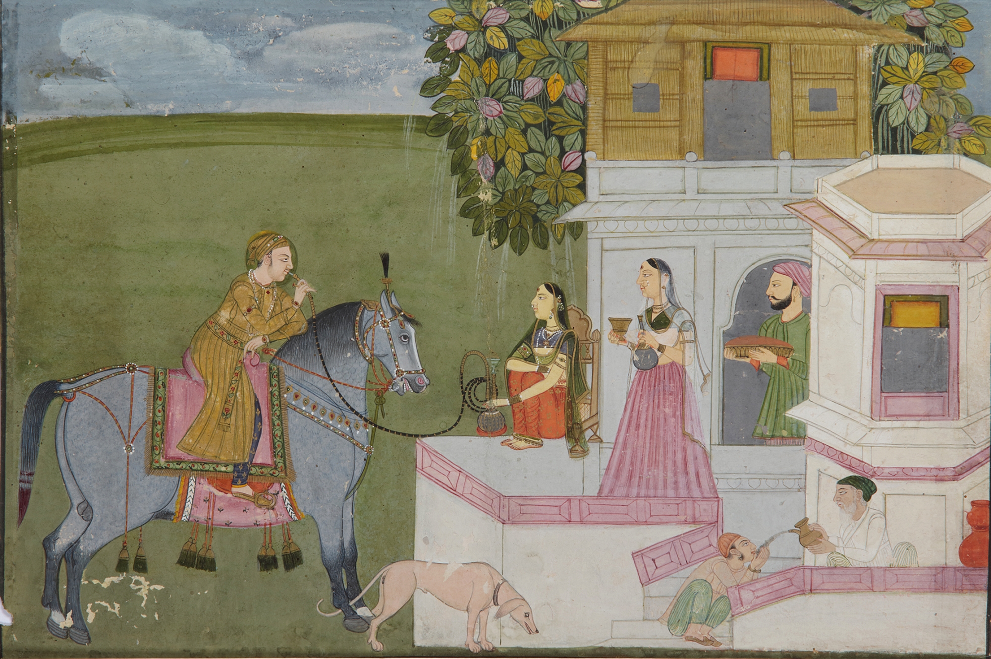 An Indian miniature depicting a terrace scene