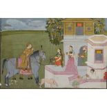 An Indian miniature depicting a terrace scene