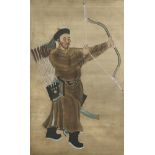 A large Chinese painting of an Manchu archer