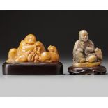 Two Chinese soapstone carvings of Luohan
