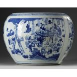 A Chinese blue and white 'hundred boys' jardiniere